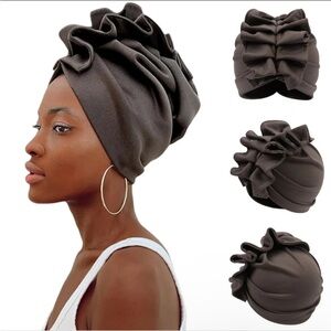 NWT Beaujee Women’s Ruffled Turban Head wrap Color: Charcoal